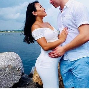 ♏️SOLD♏️ Sexy mama maternity shirt white dress